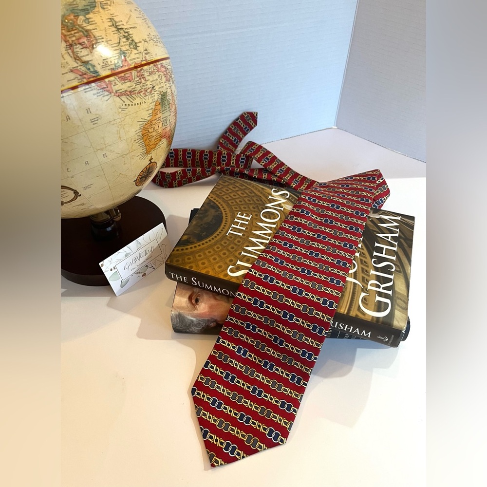 PAOLO by PAULO GUCCI Necktie 100% Silk HORSE BIT Hand Finished Italy Red 3x58.5”